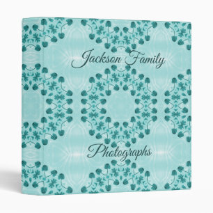 Floral Pattern, Teal Blue Personalized Binder