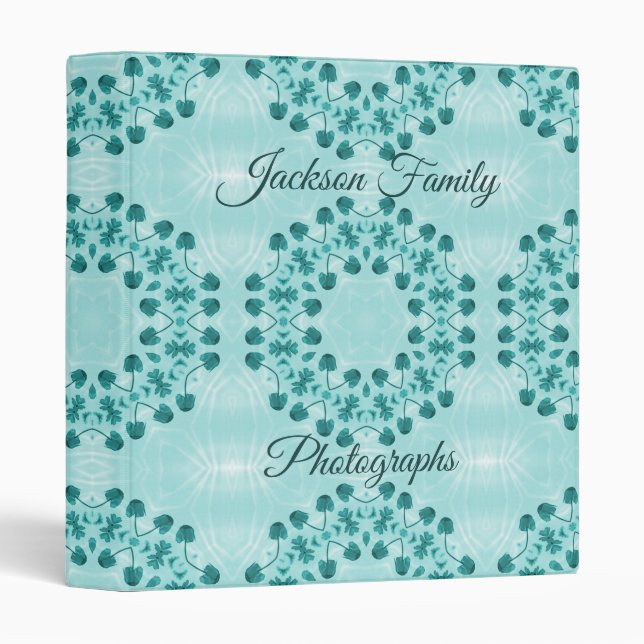 Floral Pattern, Teal Blue Personalized Binder (Front/Spine)
