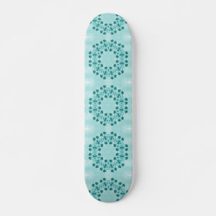 Floral Pattern, Teal Blue Skateboard
