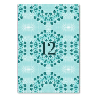 Floral Pattern, Teal Blue Table Number