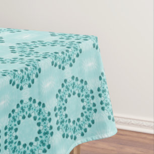 Floral Pattern, Teal Blue Tablecloth