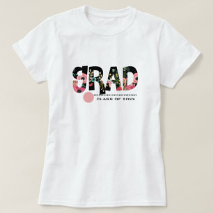 Floral Pattern Text Custom Graduation T-Shirt