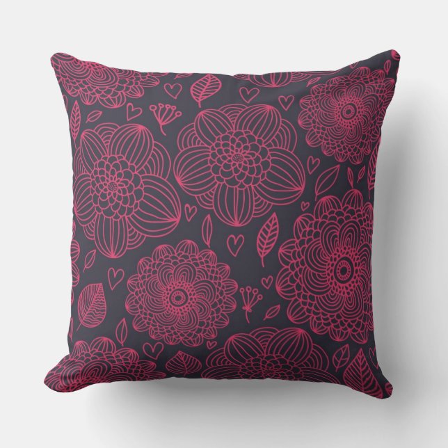 Floral Pattern Throw Pillow (Front)