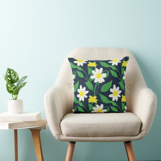 Floral Pattern Throw Pillow (Chair)
