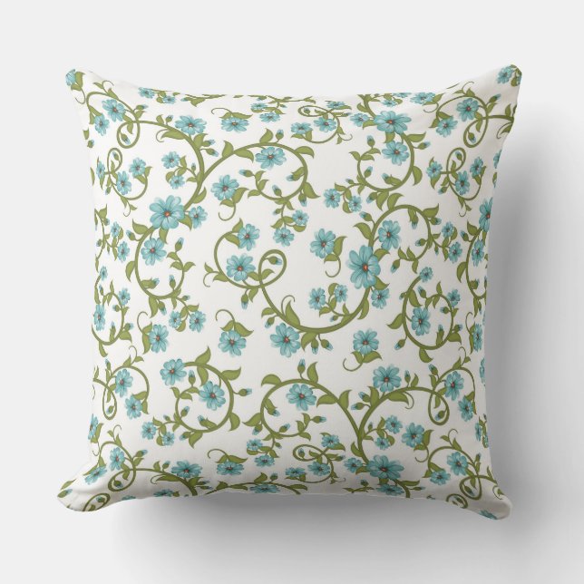 Floral Pattern Throw Pillow (Front)