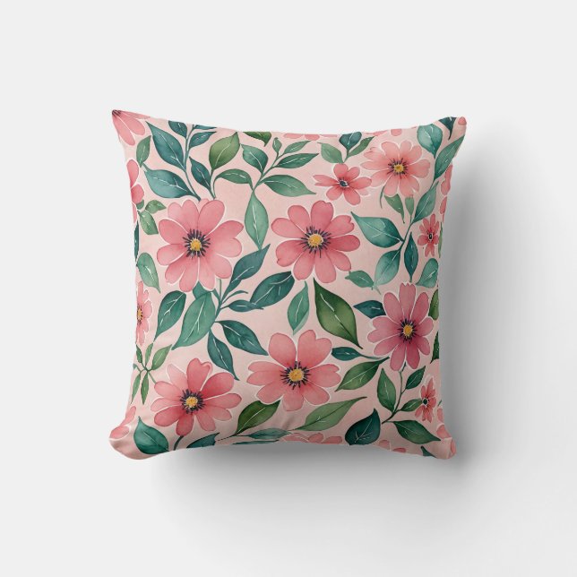 Floral pattern  throw pillow (Front)