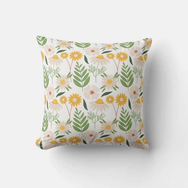 Floral Pattern Throw Pillow (Front)
