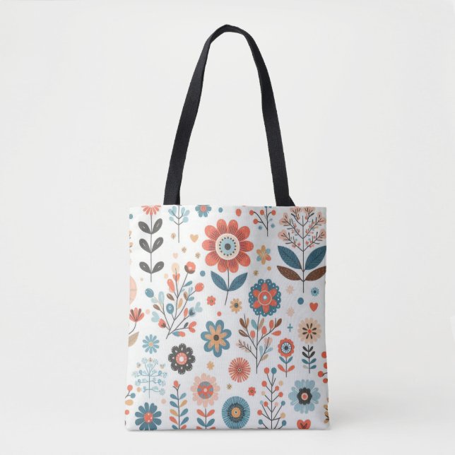 Floral Pattern Tote Bag - Stylish Design (Front)