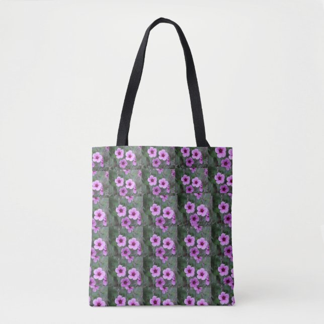 Floral Pattern Tote Bag with Black Handles (Front)