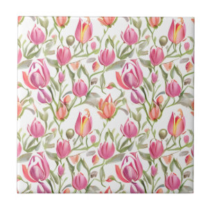 Floral Pattern Tulip Flowers Tile