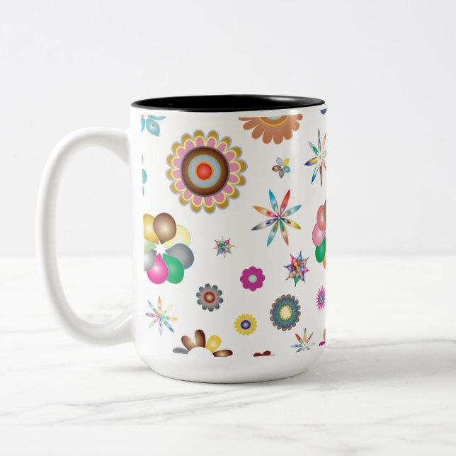Floral Pattern Two-Tone Coffee Mug (Left)