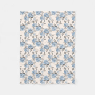 Floral pattern. Vintage blue roses Fleece Blanket