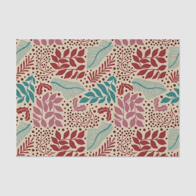 Floral Pattern Vintage Cozy Christmas Tissue Paper (Front)