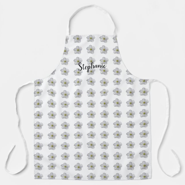 Floral Pattern Wedding Bridesmaid Flowergirl White Apron (Front)