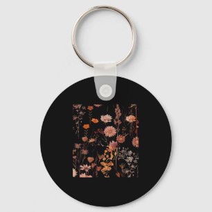 Floral Pattern - Whimsigoth Dark Cottagecore Dark Keychain