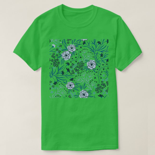 Floral Pattern White Background T-Shirt (Design Front)