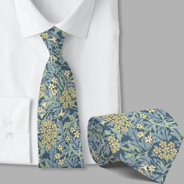 Floral pattern William Morris inspired blue flower Tie (Creator Uploaded)