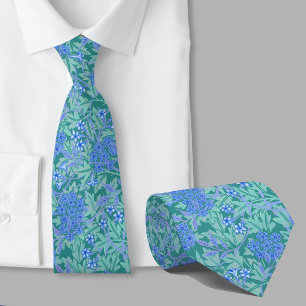 Floral pattern William Morris inspired blue flower Tie