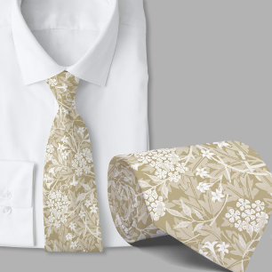 Floral pattern William Morris inspired tan flower Tie