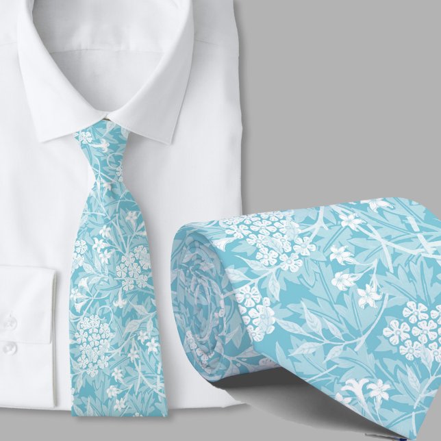 Floral pattern William Morris inspired teal flower Tie (Creator Uploaded)