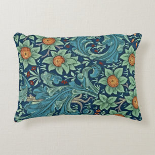 Floral Pattern William Morris Red Yellow Blue Gree Accent Pillow