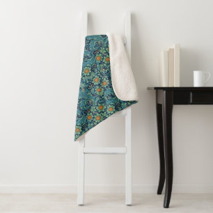 Floral Pattern William Morris Red Yellow Blue Gree Sherpa Blanket