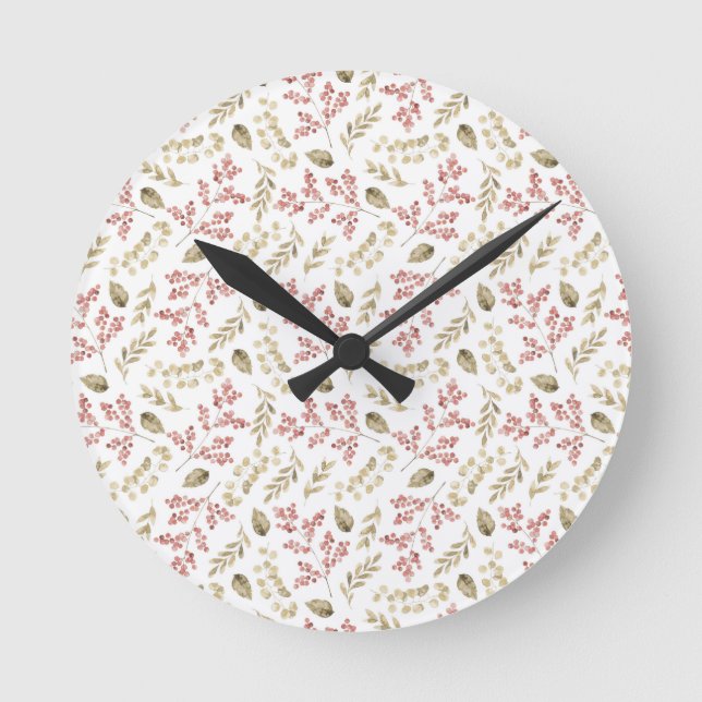 Floral pattern with berries round clock (Front)