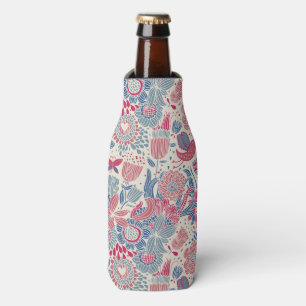 Floral pattern with bird and butterfly bottle cooler