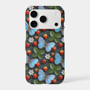 Floral Pattern with Blue Morpho Butterflies