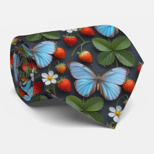 Floral Pattern with Blue Morpho Butterflies Tie