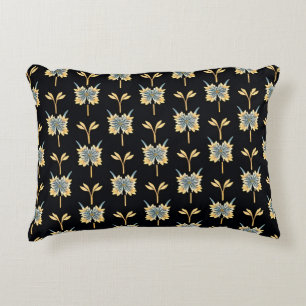 Floral Pattern With Blue Yellow Blossoms Accent Pillow