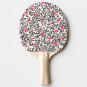 Floral pattern with cartoon birds 2 ping pong paddle
