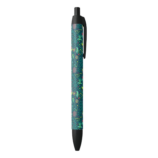 Floral pattern with cartoon birds black ink pen (Bottom (Vertical))