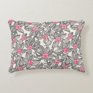 Floral pattern with cartoon birds decorative pillow