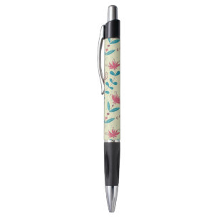 Floral pattern with cartoon cats pen