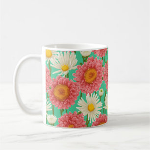 Floral pattern with chamomiles and other flowers coffee mug