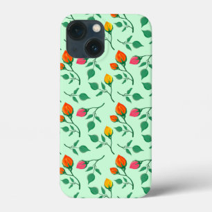 Floral pattern with colored rose flowers iPhone 13 mini case