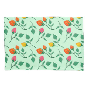 Floral pattern with colored rose flowers  pillowcase