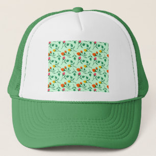 Floral pattern with colored rose flowers  trucker hat