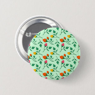 Floral pattern with coloured rose flowers  2 inch round button
