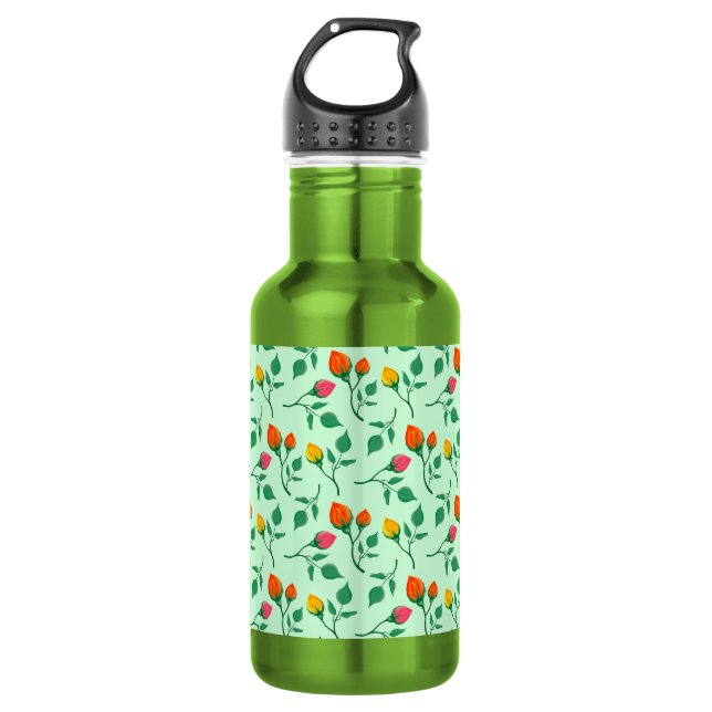 Floral pattern with coloured rose flowers  532 ml water bottle (Front)
