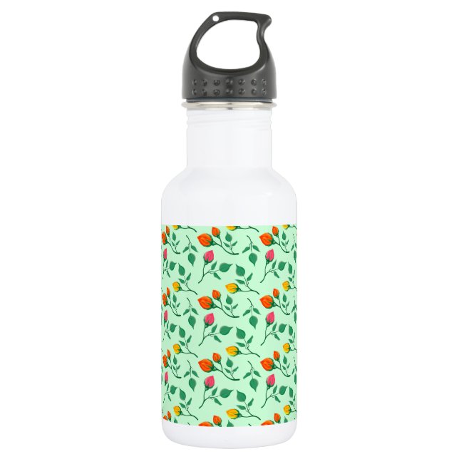 Floral pattern with coloured rose flowers  532 ml water bottle (Front)