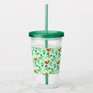 Floral pattern with coloured rose flowers  acrylic tumbler