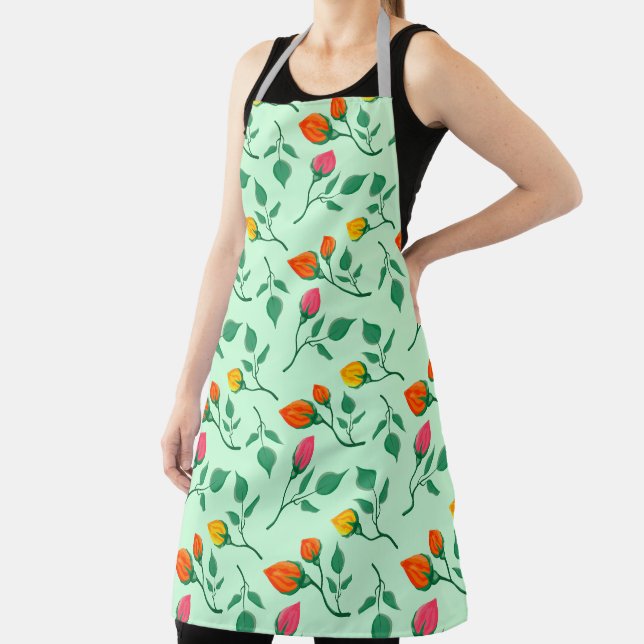 Floral pattern with coloured rose flowers  apron (Insitu)