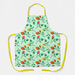 Floral pattern with coloured rose flowers apron