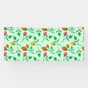 Floral pattern with coloured rose flowers banner