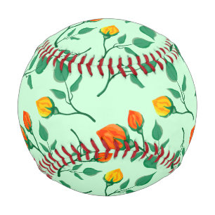Floral pattern with coloured rose flowers baseball