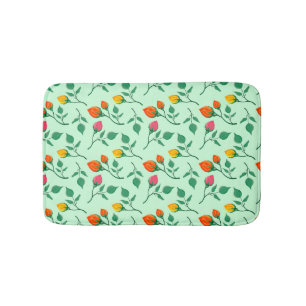 Floral pattern with coloured rose flowers  bath mat