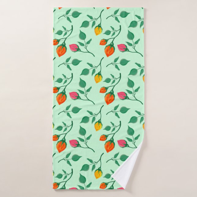 Floral pattern with coloured rose flowers   bath towel (Bath Towel)