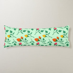Floral pattern with coloured rose flowers  body pillow